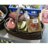 Collection of old tins and baskets