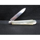 Silver and Mother of Pearl fruit knife engraved Grace Sheffield 1868 - good condition