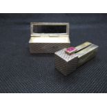 Beautiful quality white metal and 14ct gold with red stone small compact lipstick vanity with mirror