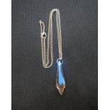 Silver necklace with drop opaque pendant