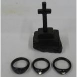 Collection of 3x coal rings and 1x coal cross from local pits very rare