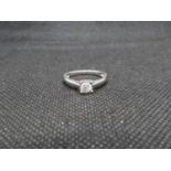 Half carat diamond and 18ct white gold ring size N