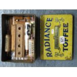 Radiance toffee tin containing desk calendar from 1920's needs restoration