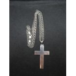 Large vintage silver cross on 18" double link silver chain 13.4g