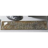 Aluminium 20" plaque Ashington Colliery MAS409