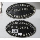 2x engine plaques for Hirst Nelson Builders Motherwell 8"