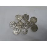 Collection of 9x 50p coins