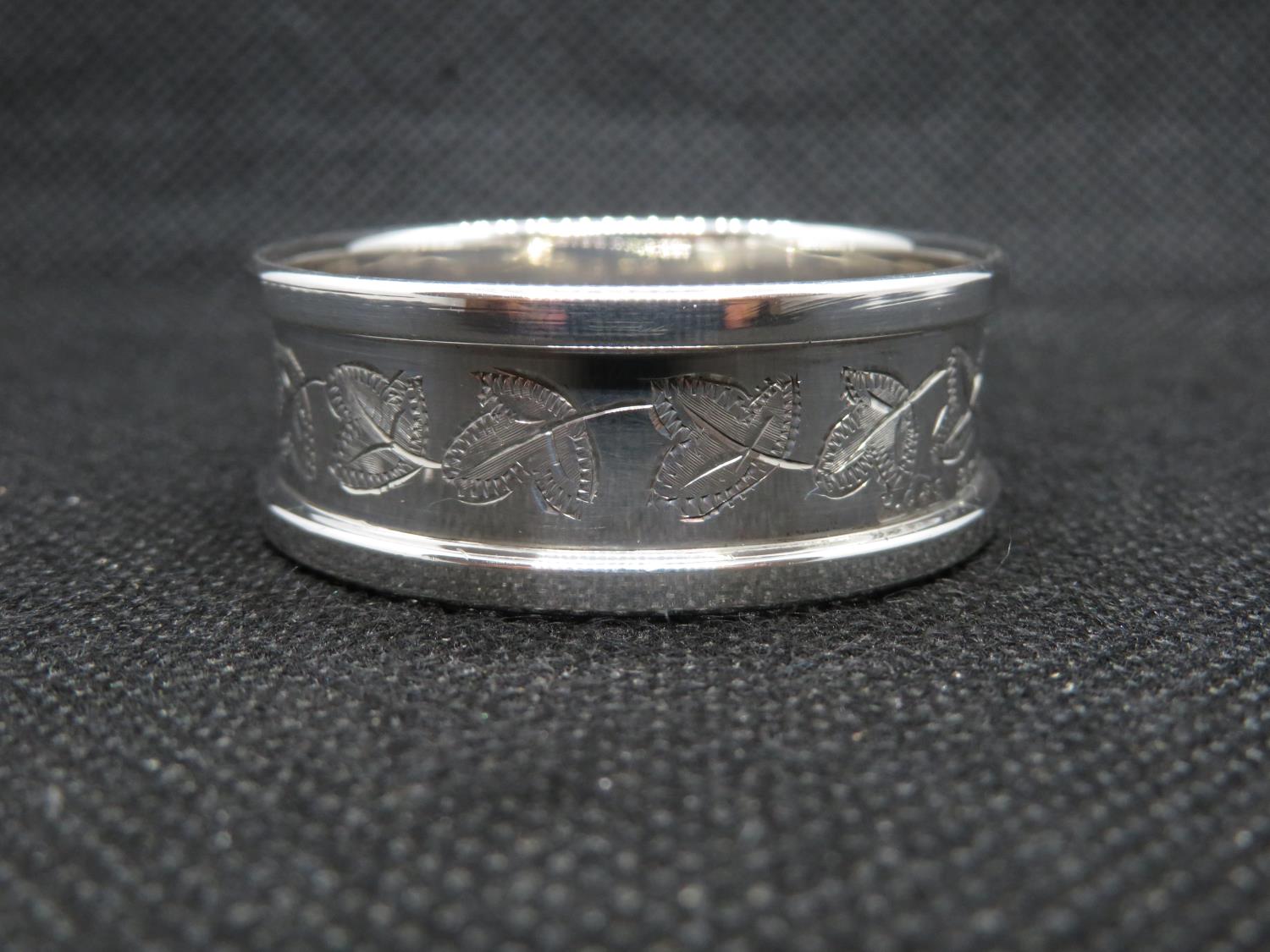 Vintage silver napkin ring with vacant cartouche Birmingham 1970