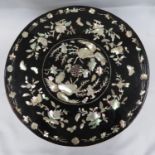 Japanese papier mache box 10" wide with Shibayama mother of pearl lid