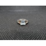 Silver and aquamarine stone size M ring