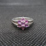 Silver and purple stone ring size S