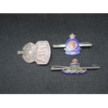 Silver military brooches ubique Royal Corps ARP