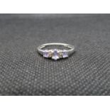 1x size P silver and tanzanite ring