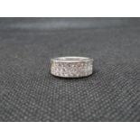 18ct white gold ring size I with approx 2ct of square cut diamonds 6.7g