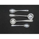 2x silver salt spoons and 2x tiny silver mustard spoons HM