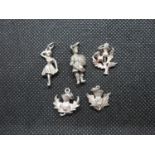 5x Scottish themed silver charms 11.9g