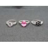 3 stone set silver dress rings 9.8g