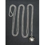 Antique 55" guard chain 800 grade silver and marked together with orbed appendange 42g