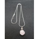 Silver chain with rose quartz pendant