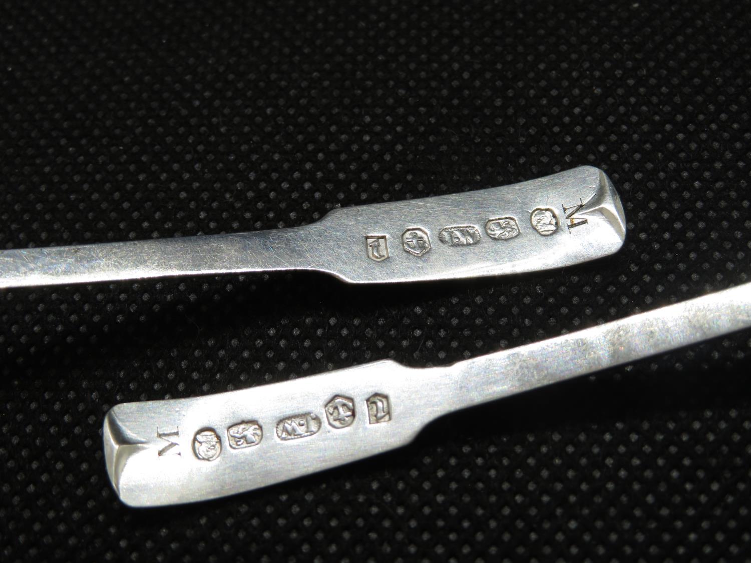 Rare pair of Georgian silver salt spoons Birmingham Joseph Willmore 1817 'R' on front 'M' on reverse - Image 2 of 2