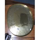 19" x 16" oval Arts and Crafts tray signed DG