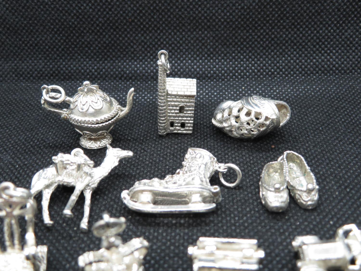 Job lot of 10x large silver charms all with jump rings from retired jeweller - Image 2 of 3