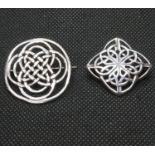 2x Celtic silver brooches stamped 925