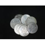 7x 1974 1975 1978 silver 50francs - each one 30g silver