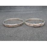 2x vintage silver adjustable baby bangles sterling silver 10g