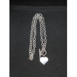 Tiffany style silver necklace with toggle and heart appendage 30g
