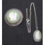 Wedgewood china brooch and pendant both set in silver - pendant on 16" chain 15g