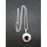 Silver locket with black onyx 20" belcher chain