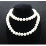 18" rope of freshwater cultured pearls with silver fastener