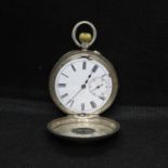 Silver half hunter pocket watch fully working - nice dial - slight chips to circumpherence