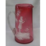 7" Mary Gregory Cranberry jug - perfect condition