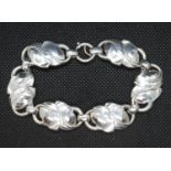 Danish silver (835) modernist silver bracelet 7.75" maker KNUD JACOBSEN 18.2g