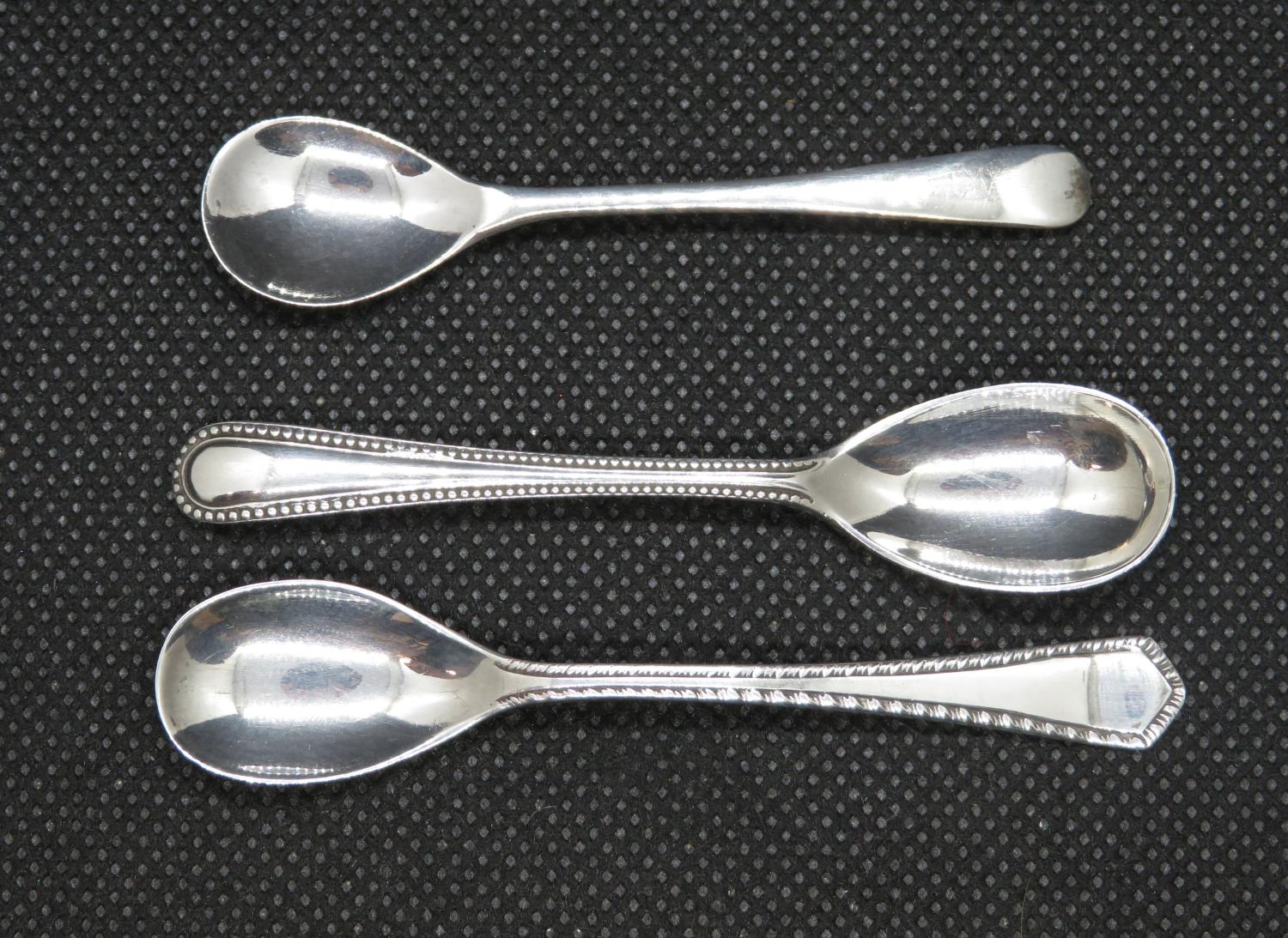 3x antique silver mustard spoons