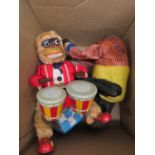 2x battery operated monkeys 1960's