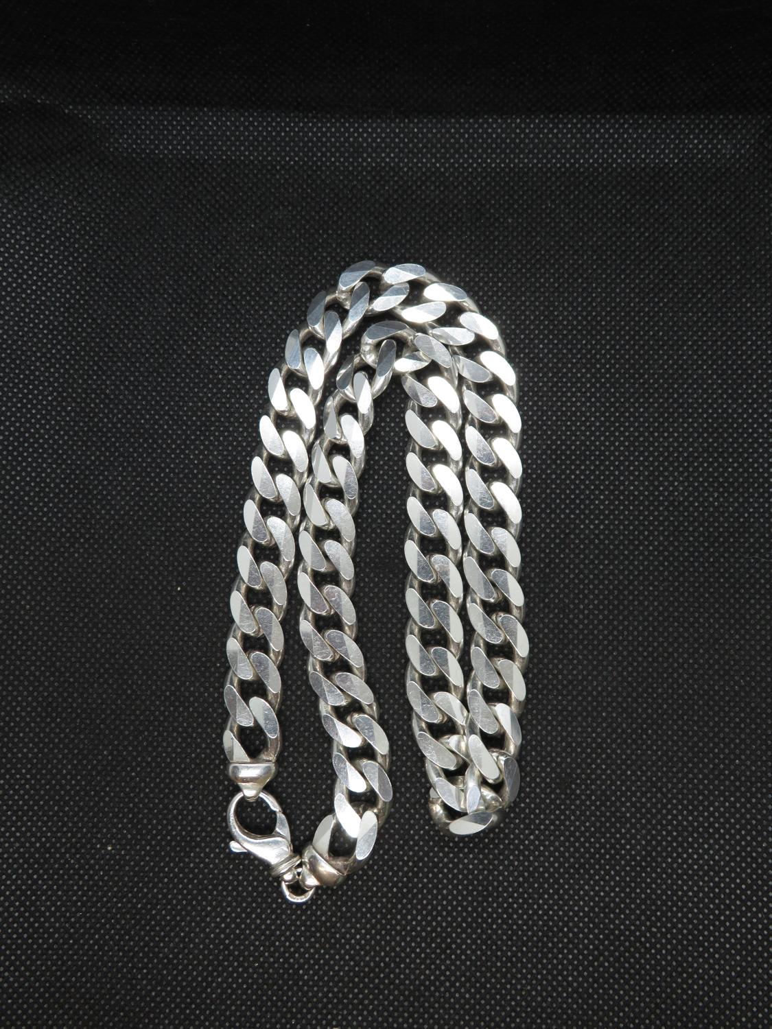 Chunky silver curb link chain 20" 139.5g