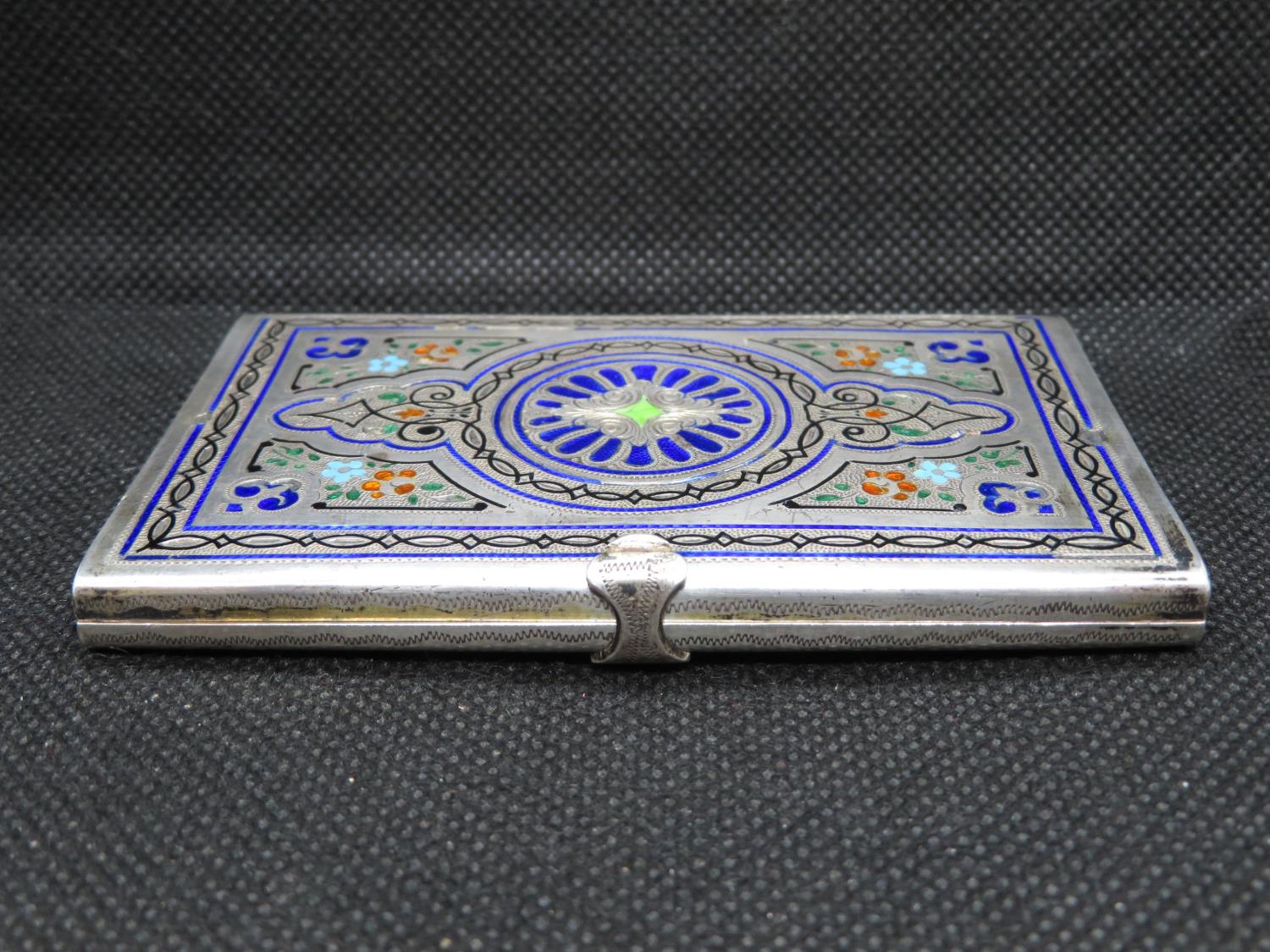 Foreign silver HM with cloisonne enamelled card case 50g - Image 2 of 5