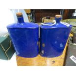 2x 8" blue enamelled military water bottles