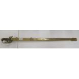 British Officer's sword with leather handle and brass sheath