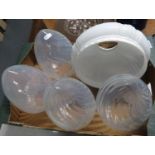 Set of 4x 12" Vaseline glass lampshades and other other pearlescent shade