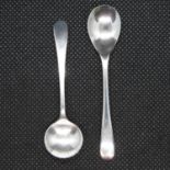 Match pair of silver salt and mustard spoons by Barker Ellis Silver Co. 1971-2