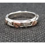 Clogau Welsh gold on silver cariad ring size K