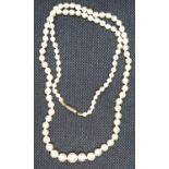 Fine cultured pearl necklace with 9ct clasp 20"