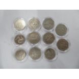 11x 50p and 10p Isle of Man, Jersey, Gibraltar etc coins
