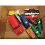 Box of 10x 30's and 60's clockwork and friction powered cars