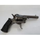 Gutta percha 1880s in fire Belgium pistol - engraved barrel and trigger piece. No license required