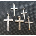 Job lot of 5x small silver crosses 5g